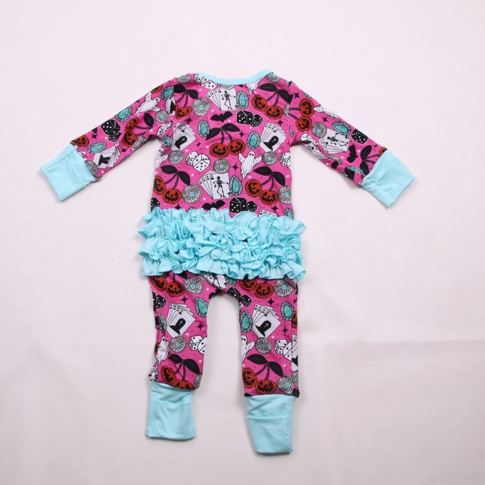 Saddleandsage Baby Girl Bamboo Zippy Pink Halloween - Picture 3 of 3